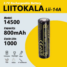 Акумулятор 14500, LiitoKala Lii-14A, 800mAh, ОРИГИНАЛ