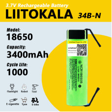 Акумулятор 18650, LiitoKala 34B-N, 3400mAh, з контактами під пайку, ОРИГІНАЛ