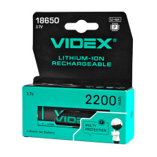 Акумулятор Videx літій-іонний 18650-P (захист) 3.7V 2200mAh color box/1шт