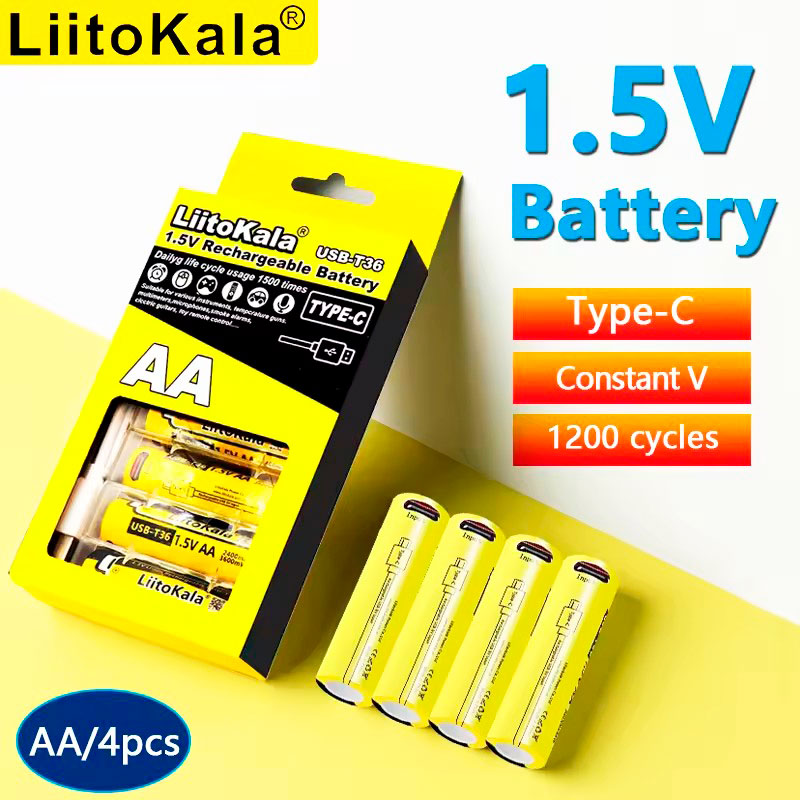 Акумулятори LiitoKala USB-T36 (4×AA 2400mAh, 1.5V) 4 в 1 Type-C