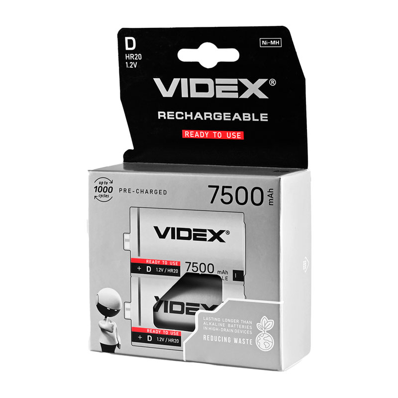 Акумулятори Videx HR20/D 7500mAh 1.2V Ni-MH double blister/2шт