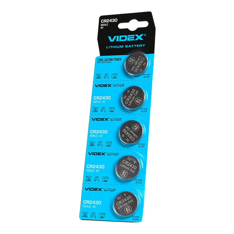 Батарейка литиевая Videx CR2430 3V 5шт BLISTER CARD