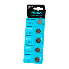 Батарейка літієва Videx CR1616 5шт BLISTER CARD