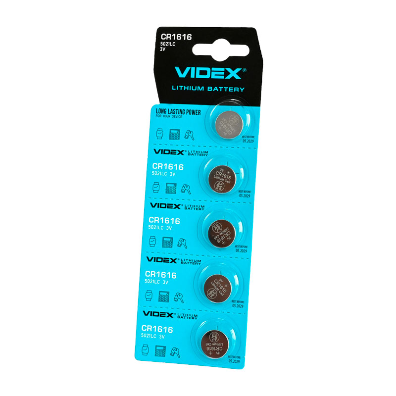 Батарейка літієва Videx CR1616 5шт BLISTER CARD