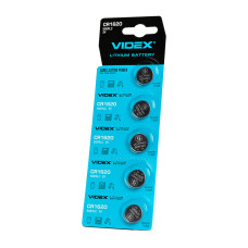 Батарейка літієва Videx CR1620 5шт BLISTER CARD