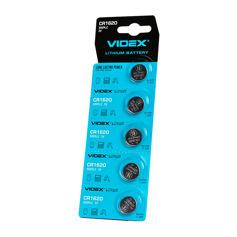 Батарейка літієва Videx CR1620 5шт BLISTER CARD