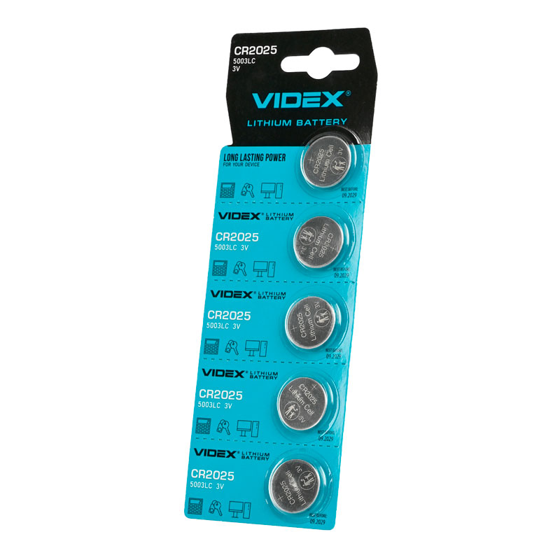 Батарейка літієва Videx CR2025 5шт BLISTER CARD