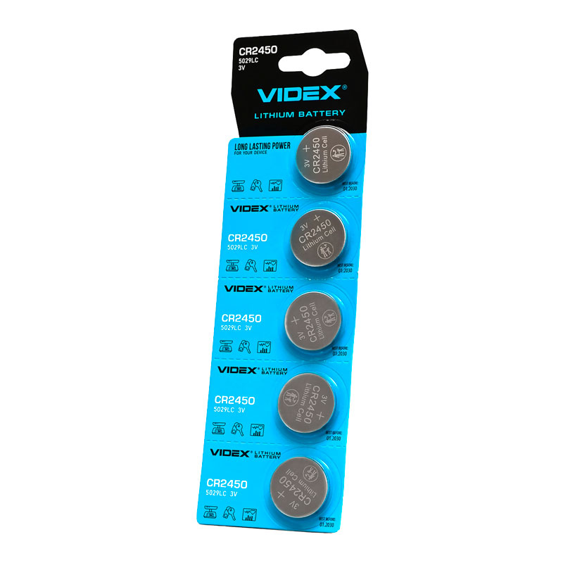 Батарейка літієва Videx CR2450 5шт BLISTER CARD