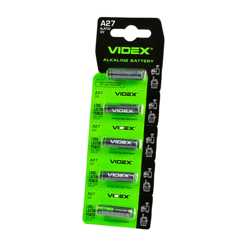 Батарейка лужна Videx А27 12V 5шт BLISTER CARD