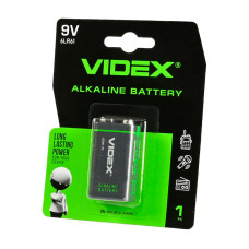 Батарейка лужна Videx Alkaline 6LR61/9V (Крона) 1шт BLISTER