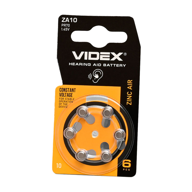 Батарейка повітряно цинкова Videx ZA10/PR70 1.45V BLISTER 6шт
