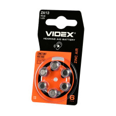 Батарейка повітряно цинкова Videx ZA13/PR48 1.45V BLISTER 6шт