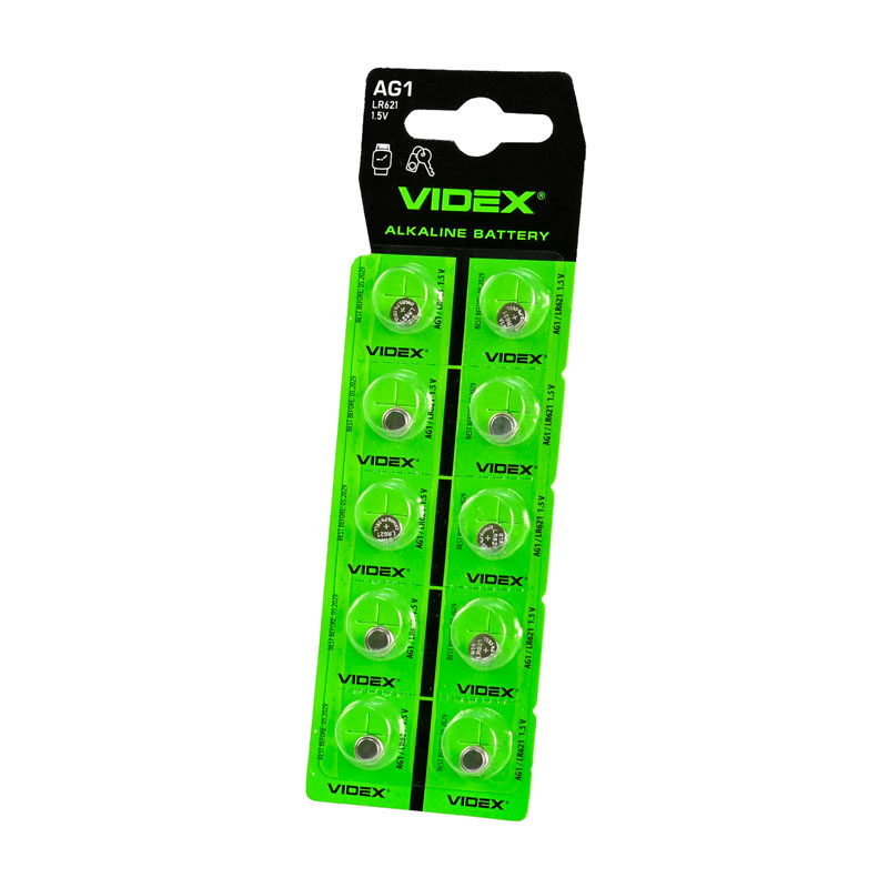 Батарейка Videx AG1/LR621 1.5V BLISTER CARD 10шт