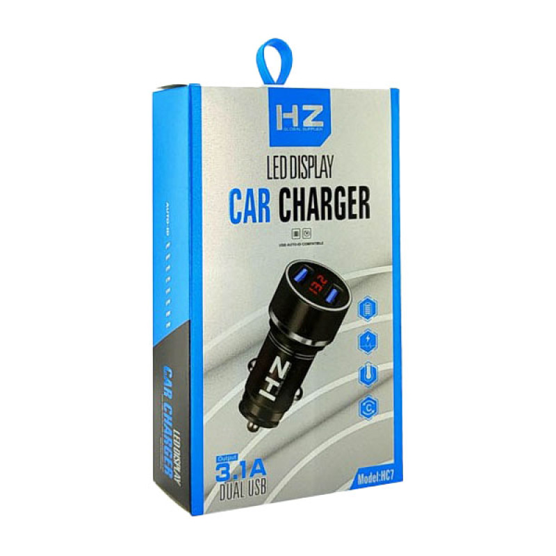 Адаптер CAR (АВТОМОБІЛЬНИЙ) 2 USB HC7 3.1A з відображенням напруги