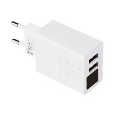 Адаптер МЗП A14 на 2 USB з дисплеєм та підтримкою швидкої зарядки