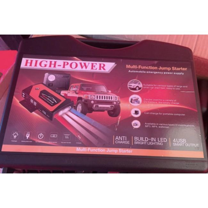 Пусковий автомобільний пристрій для акумулятора JUMP STARTER Power Bank + compressor 9980 mAh
