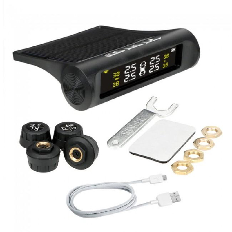Система контролю тиску в шинах TPMS із зарядкою від сонця та дисплеєм