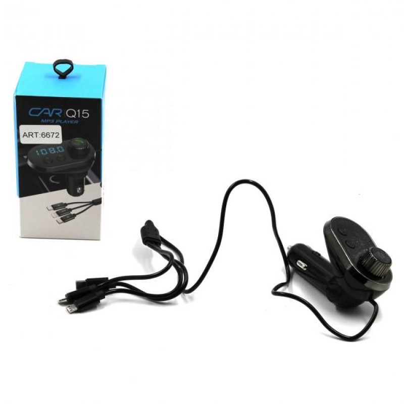 Трансмітер FM MOD. CAR Q15 BT + TYPE-C/V8/IP cable