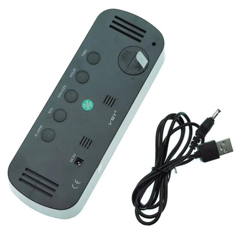 Годинник мережний VST-895Y-4, зелений, температура, USB
