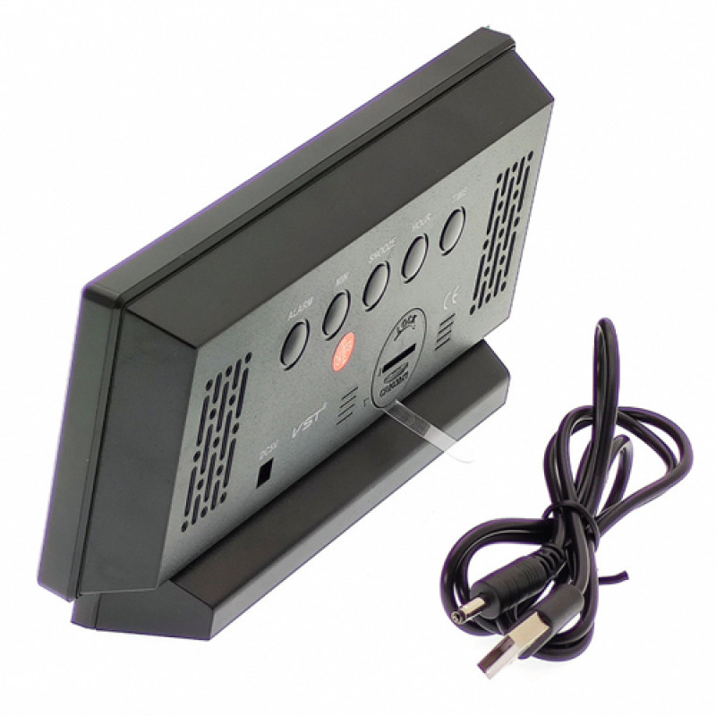 Годинник мережний VST-897-5, синій, температура, USB