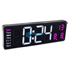 Годинник 6626 (white, pink) настінний, настільний, температура, дата, з пультом, від USB 5V