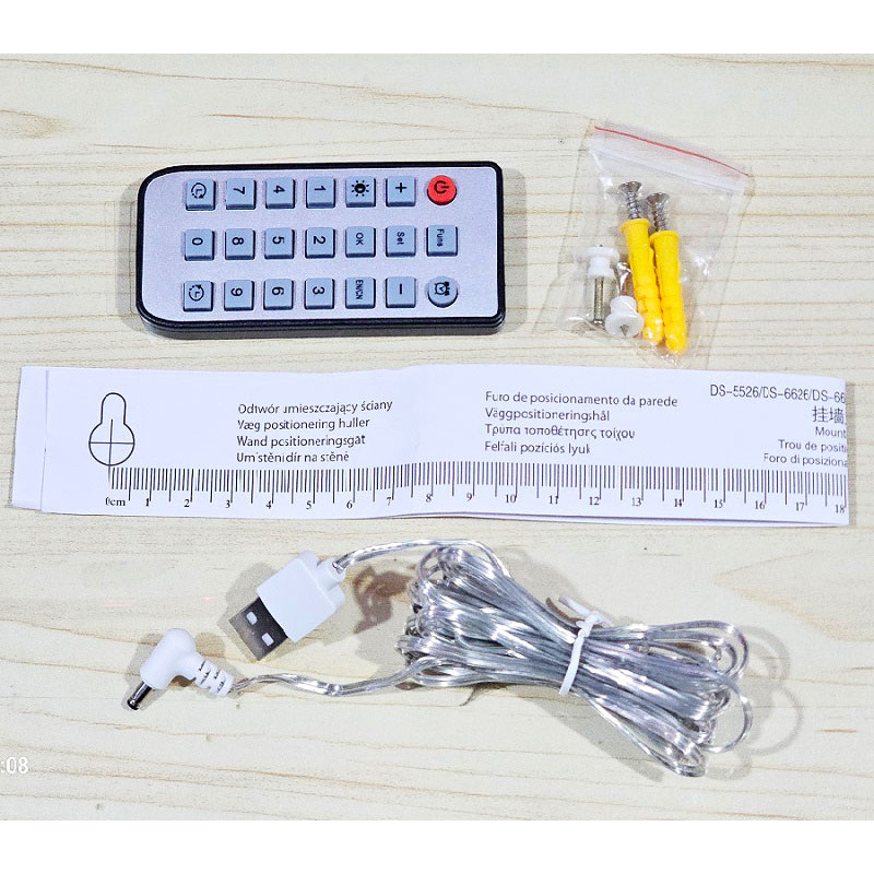 Годинник 6626 (white, pink) настінний, настільний, температура, дата, з пультом, від USB 5V