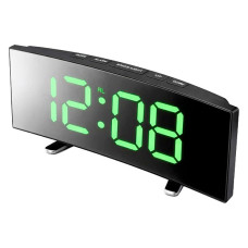 Годинник DT-6507 зелені цифри, настільний, дзеркальний, температура, будильник, від USB