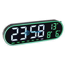 Годинник GH8021 (white, green) настінний, настільний, температура, дата, з пультом, від USB 5V