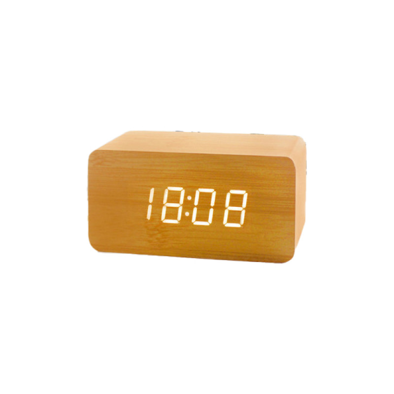 Годинник VST-863-6 дерев'яний, настільний, від USB + батарейки