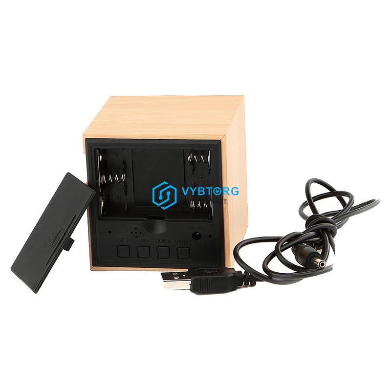 Годинник VST-869-6 дерев'яний, настільний, від USB + батарейки