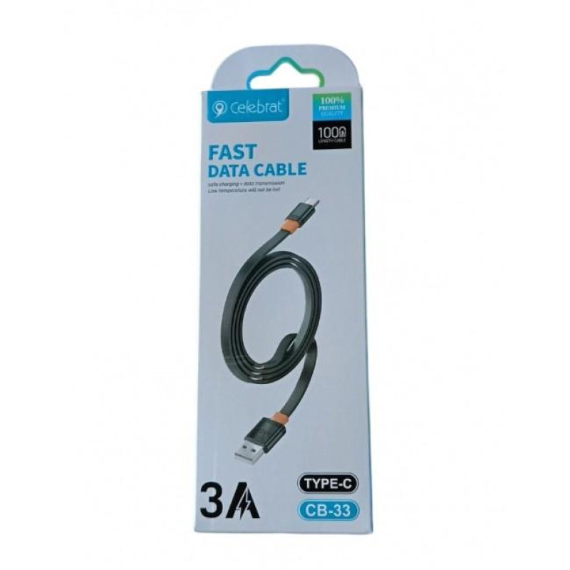 Кабель плоский, USB-Type-C, 3A, CB-33
