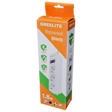 Мережевий фільтр-подовжувач GREELITE SP3-1,8м із заземленням 10A/1,8кВт