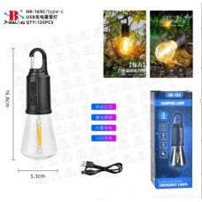 Акумуляторна лампочка з карабіном та зарядкою від USB BL HK 169C