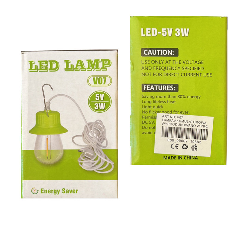 LED лампа V07-COB, кабель 3 м, гак, живлення від USB/Type-C