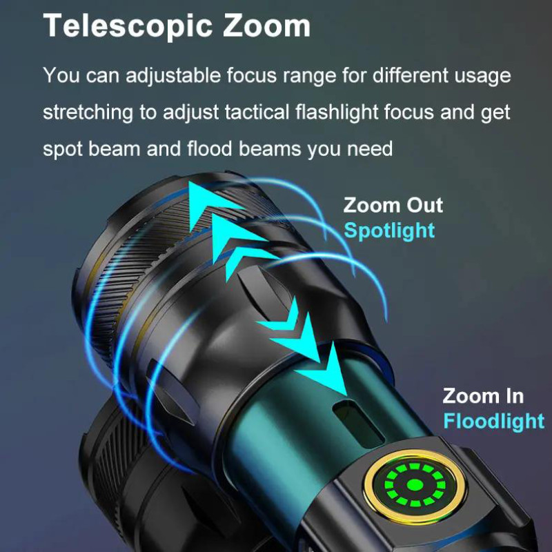 Ліхтар 1136-WHITE LASER LED PM10-TG, Li-Ion аккум., індикація заряду, ЗУ Type-C, zoom