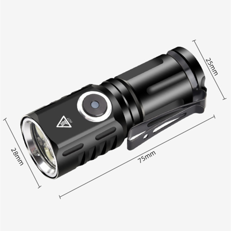 Ліхтар 536-3LED, 1х16340A, індикація заряду, ЗУ Type-C, магніт, Box