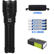 Ліхтар AK138-1 WHITE LASER LED PM60-TG+СУМКА, 8x18650 3.7V, power bank, індикація заряду, ЗУ Type-C, zoom, Box