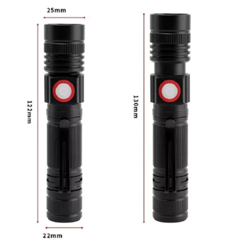 Ліхтар BL-502-T6+COB, 1x18650, магніт, затискач, zoom, ЗУ microUSB