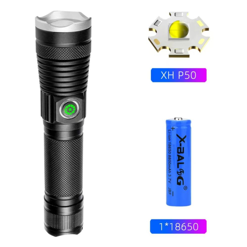Ліхтар BL-A92-P50, 1x18650, zoom, ЗУ Type-C, Box