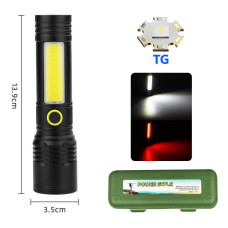 Ліхтар BN-537-TG+COB(white+red), Li-Ion акумулятор, ЗУ Type-C, zoom
