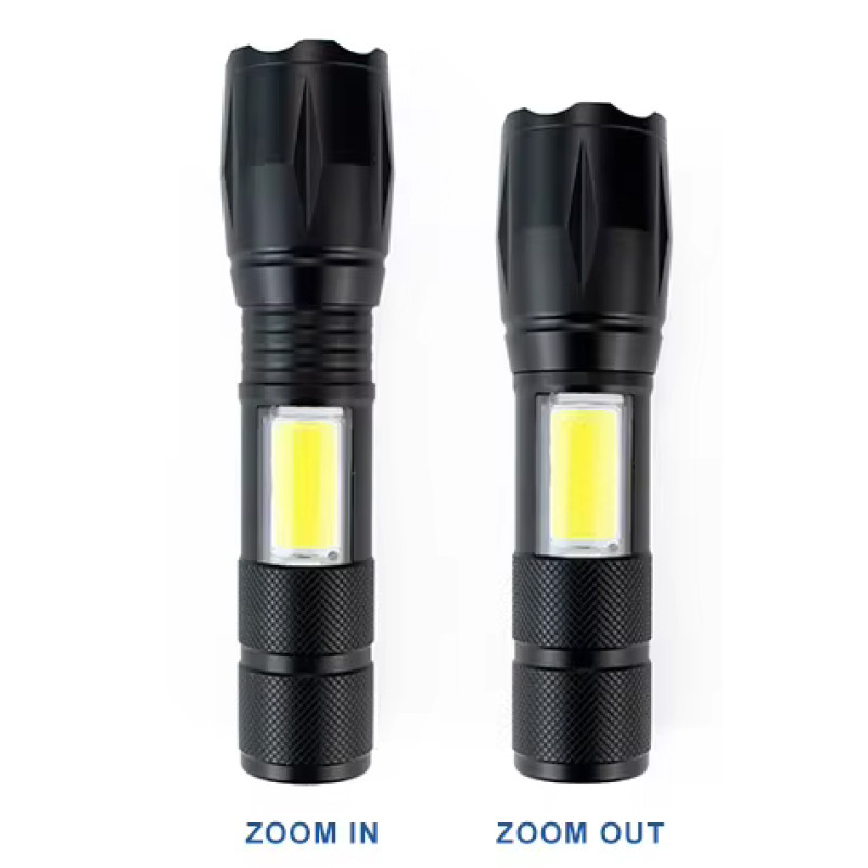 Ліхтар C609-T6(red)+COB(white), Li-Ion акум., ЗУ microUSB, zoom, Box