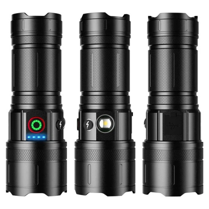 Ліхтар CB-B53-TG, 3х18650, power bank, індикація заряду, ЗУ Type-C, zoom, Box