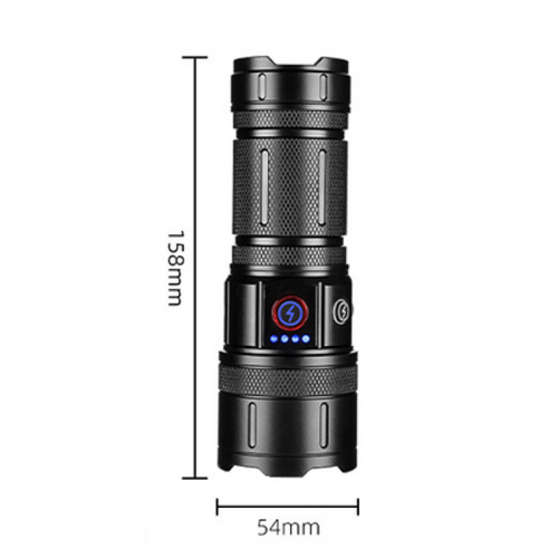 Ліхтар CB-B53-TG, 3х18650, power bank, індикація заряду, ЗУ Type-C, zoom, Box
