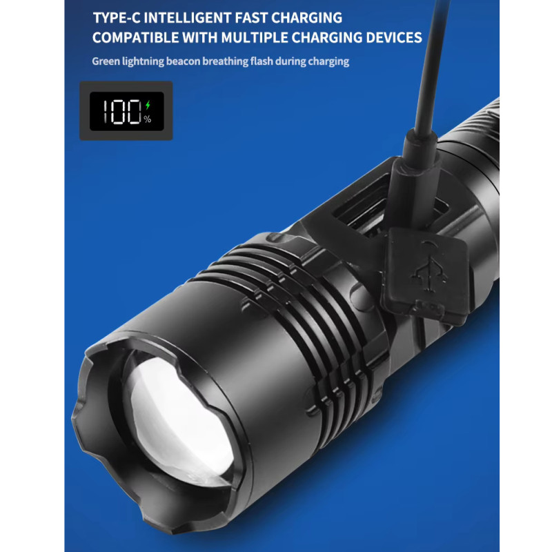 Ліхтар COB18-WHITE LASER LED PM10-TG+COB, 1x18650, power bank, магніт, ЗУ Type-C, zoom