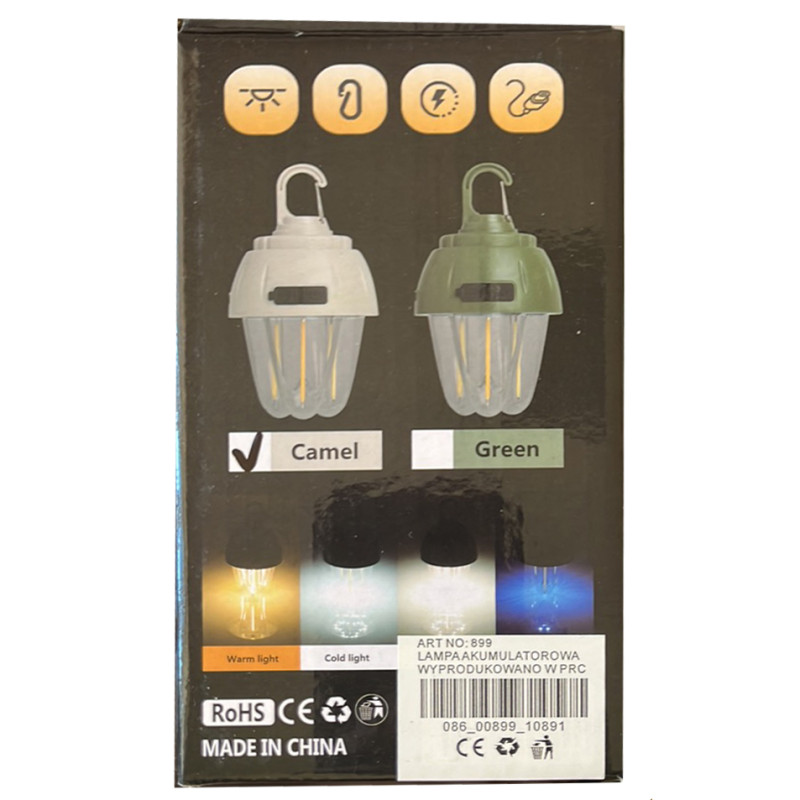 Ліхтар кемпінг 899-SMD(RGB)+COB вольфрамова лампа, Li-Ion аккум., ЗУ Type-C, гачок