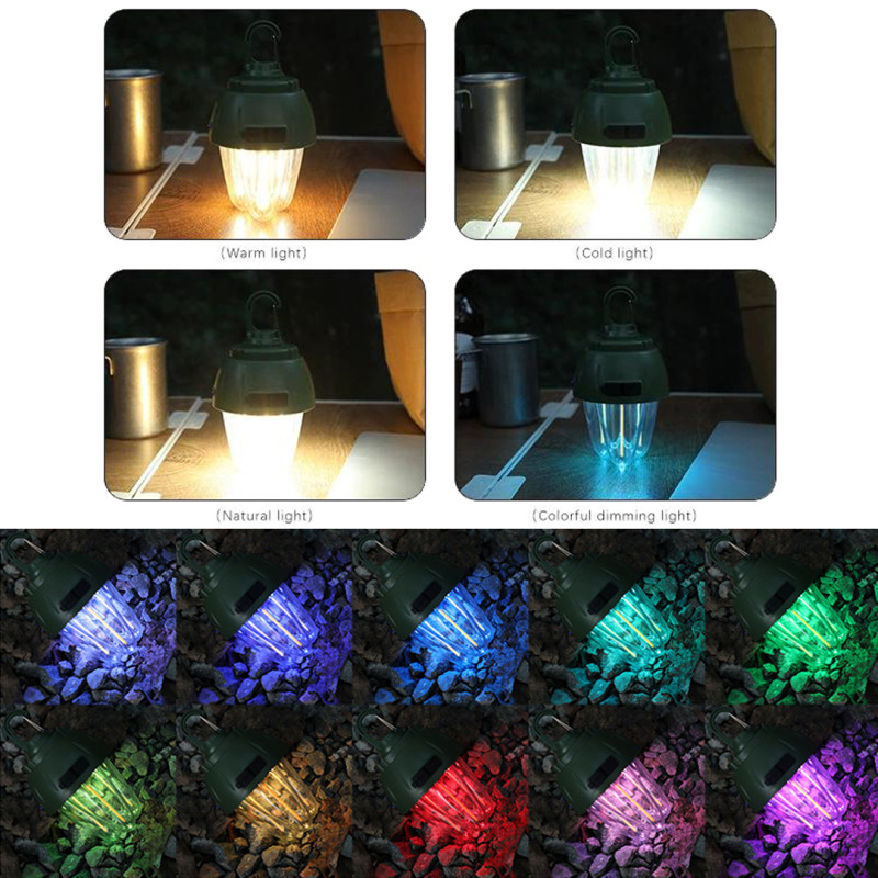 Ліхтар кемпінг 899-SMD(RGB)+COB вольфрамова лампа, Li-Ion аккум., ЗУ Type-C, гачок