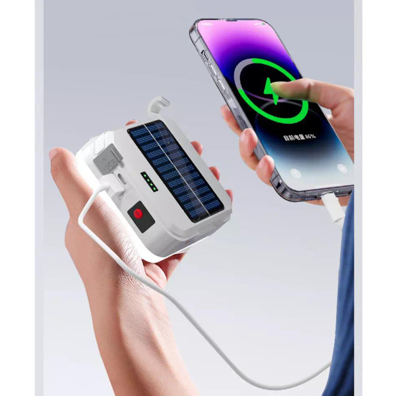 Ліхтар кемпінг DP-K7-100, 3×18650, сон. панель, power bank, ЗУ Type-C, гачок