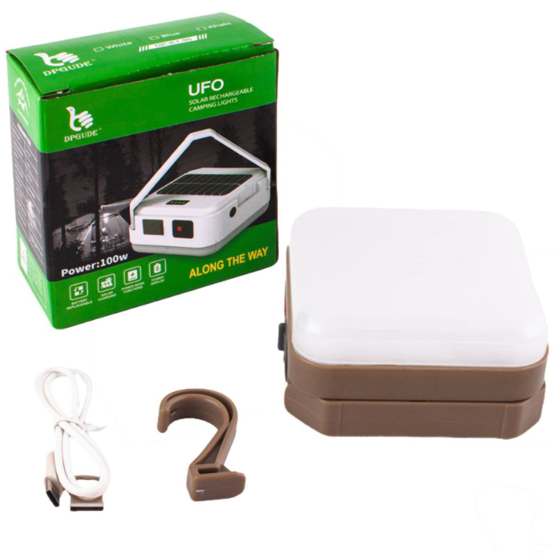 Ліхтар кемпінг DP-K7-90, 2×18650, сон. панель, power bank, ЗУ Type-C, гачок