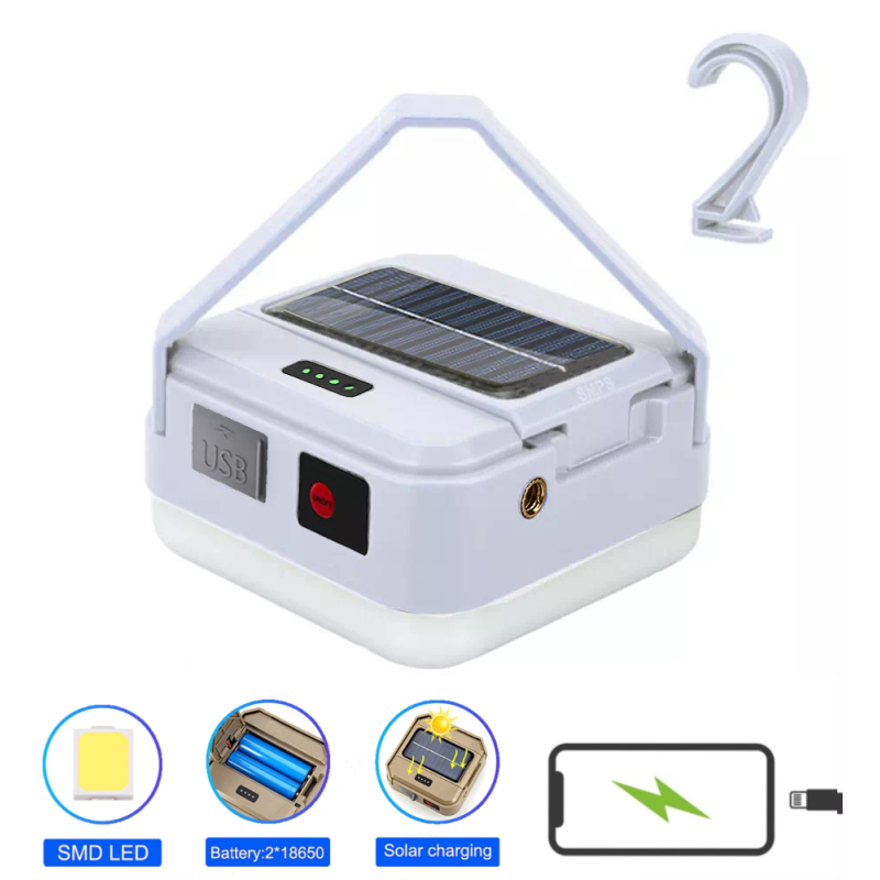 Ліхтар кемпінг DP-K7-90, 2×18650, сон. панель, power bank, ЗУ Type-C, гачок
