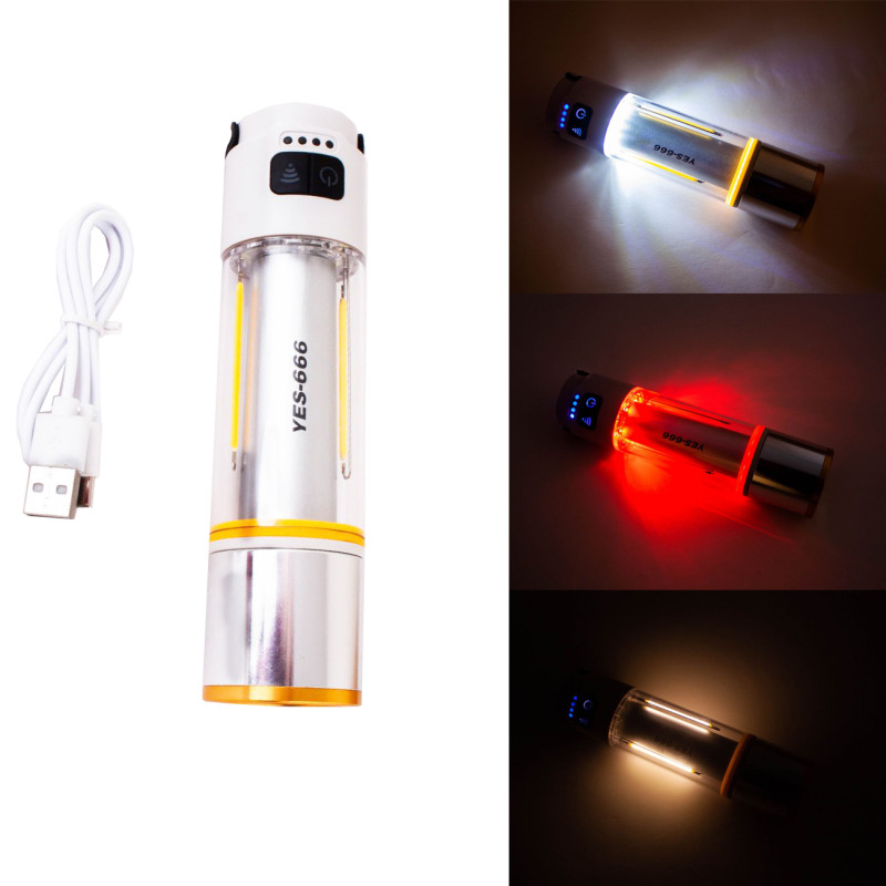 Ліхтар MULTIFUNCTION КЕМПІНГ YES-666-LED (white+yellow+red), 1000LUM, Li-Ion аккум., магніт, гачок, ЗУ Type-C